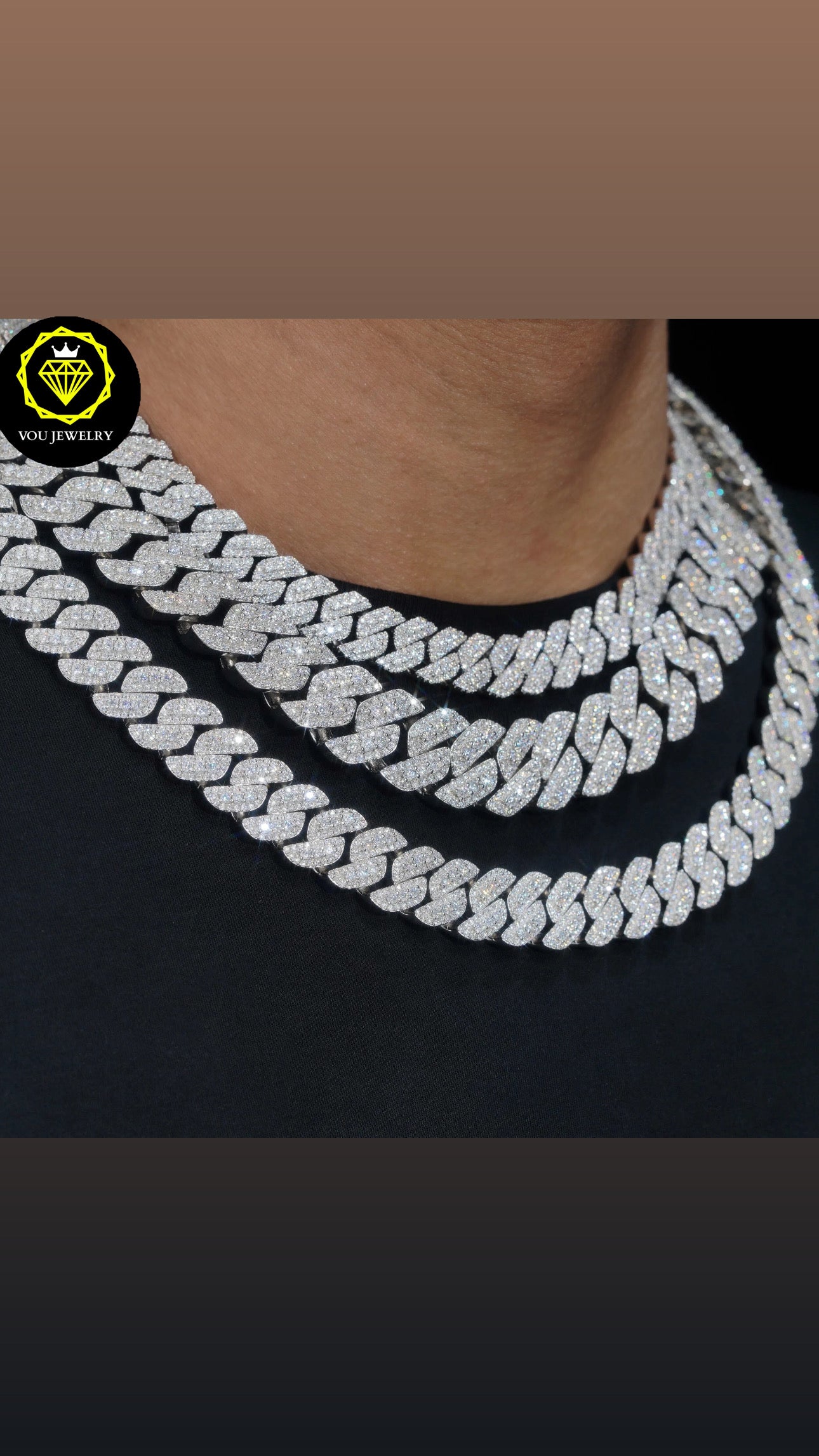 13mm cuban link chain iced out diamonds VVS