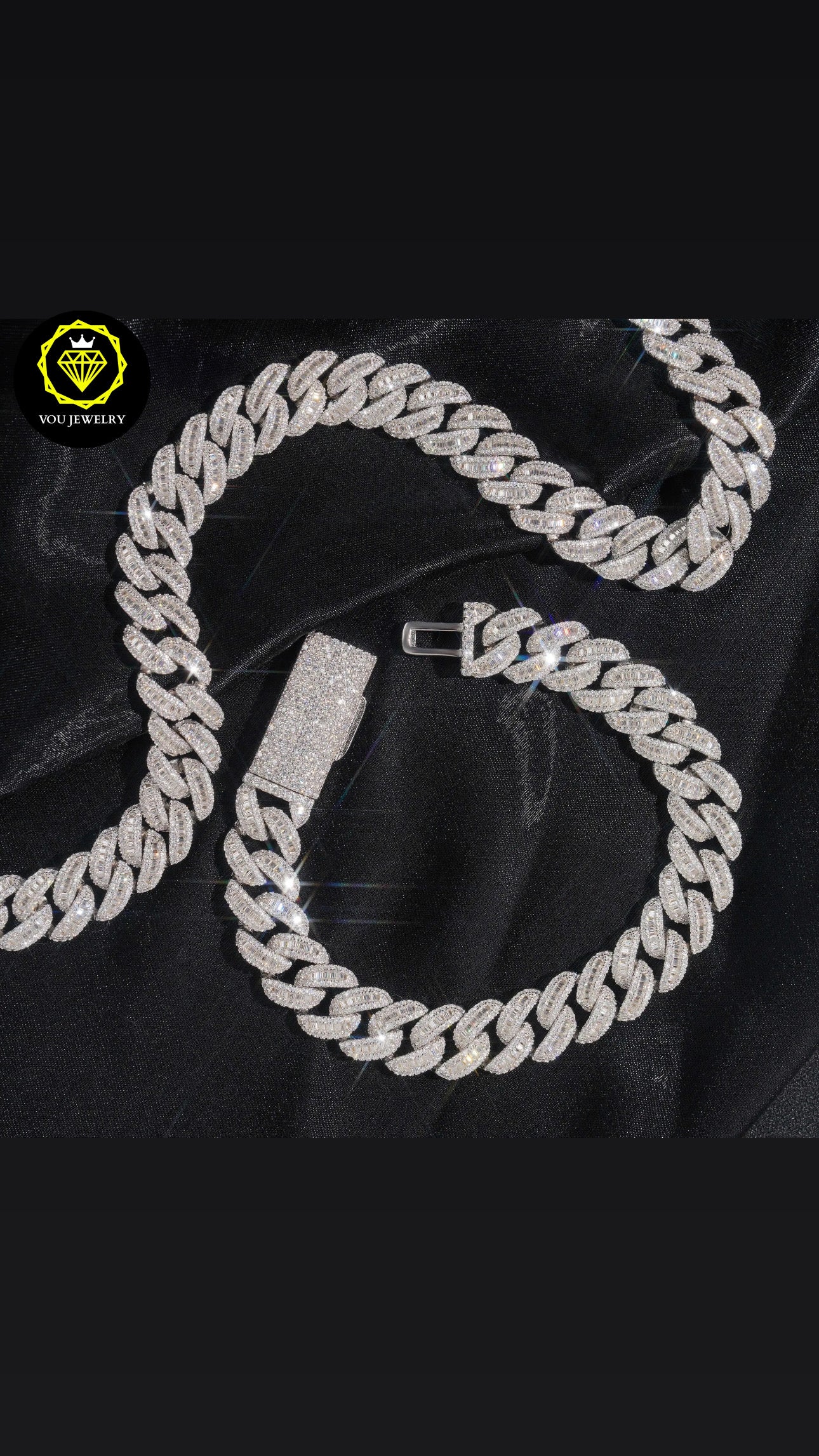 12mm baguette cuban link bracelet 8’